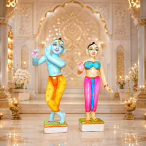 Jugal Jodi Radha & Krishna Idol Showpiece for Home Decor (Multicolor) Marble - 12 Inch