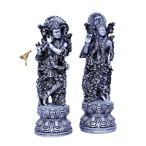 silver radha krishna idol