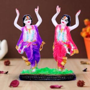 Gaura Nitai Idol Showpiece for Home Decor (Purple & Red) Marble – 5.5 Inch