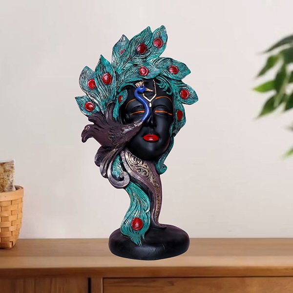 Antique Krishna Idol Showpiece for Home Decor (Polyresin) - 20 Inch