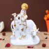 Lord Krishna Marble Divine Idol With Golden Foil Work - 18 Inch