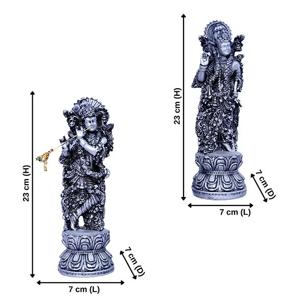 silver radha krishna idol