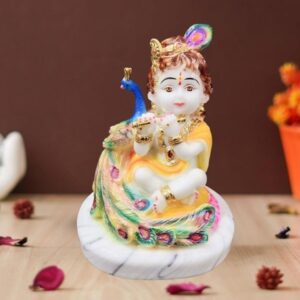 Bal Krishna Makhan Chor idol (Marble) – 7 inch