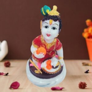 Bal Krishna idol showpiece for home decor (Marble) - 6 inch