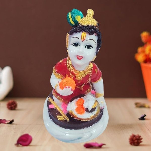 Bal Krishna idol showpiece for home decor (Marble) - 6 inch