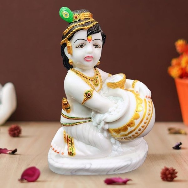Bal Krishna Makhan Chor idol (Marble) – 10 inch