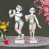 Jugal Jodi Radha & Krishna Idol Showpiece for Home Decor (White Flora Texture) Marble - 18 Inch