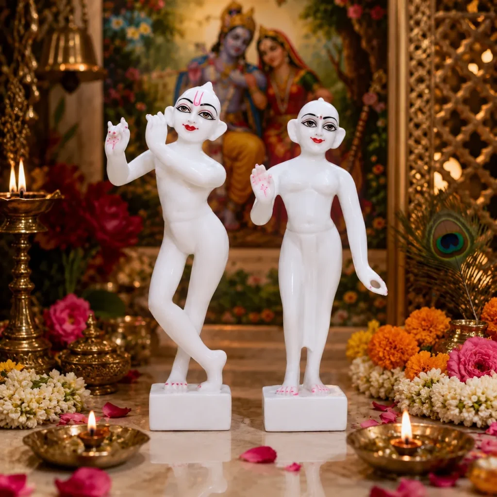 Jugal Jodi Radha & Krishna Idol (White) Composite Marble - 12 Inch