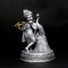 Antique Bal Krishna with Peacock Idol Showpiece (Silver) Polyresin - 7.5 Inch