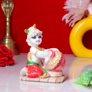 Makhan Chor Idol Showpiece for Home Decor (Golden Foil) Marble – 4 Inch