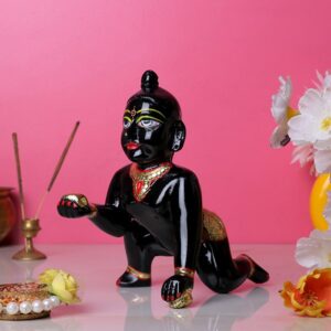 Laddu Gopal Krishna Idol (Black) Marble - 7 Inch