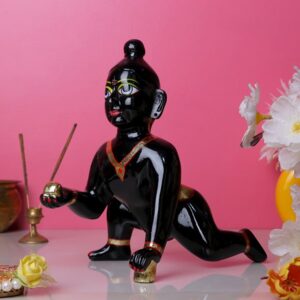 Laddu Gopal Krishna Idol (Black) Marble - 9 Inch