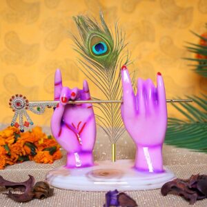 Flute Krishna Hand Showpiece for Home Decor (Purple) Marble – 5.5 Inch