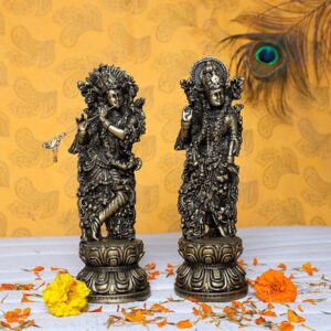 Antique Radha-Krishna for Home Decor (Copper) Polyresin – 9 Inch