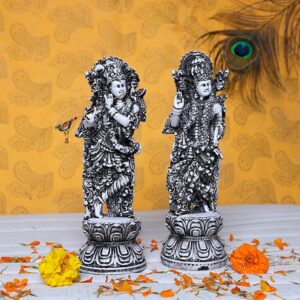 Antique Radha-Krishna for Home Decor (Black & White) Polyresin – 9 Inch