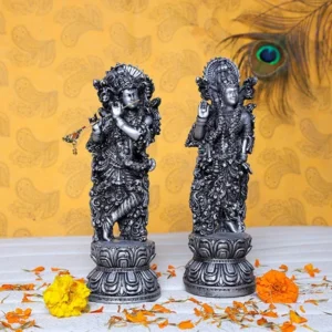 silver radha krishna idol