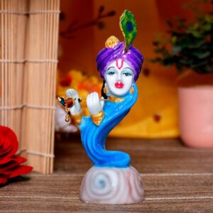 Krishna Idol Showpiece for Home Decor (Purple & Blue) Marble – 7 Inch