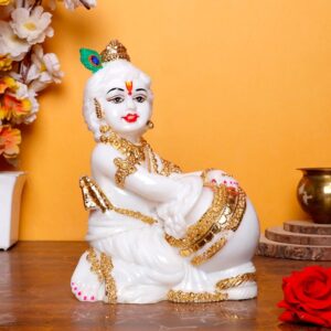 This exquisite Makhan Chor idol showpiece idol for home & office (Marble) – 9 inch