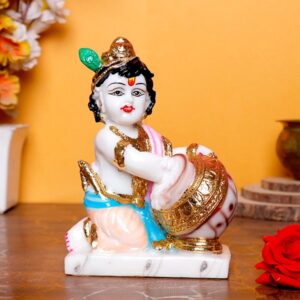 This exquisite Makhan Chor idol showpiece idol for home & office (Marble) – 7 inch