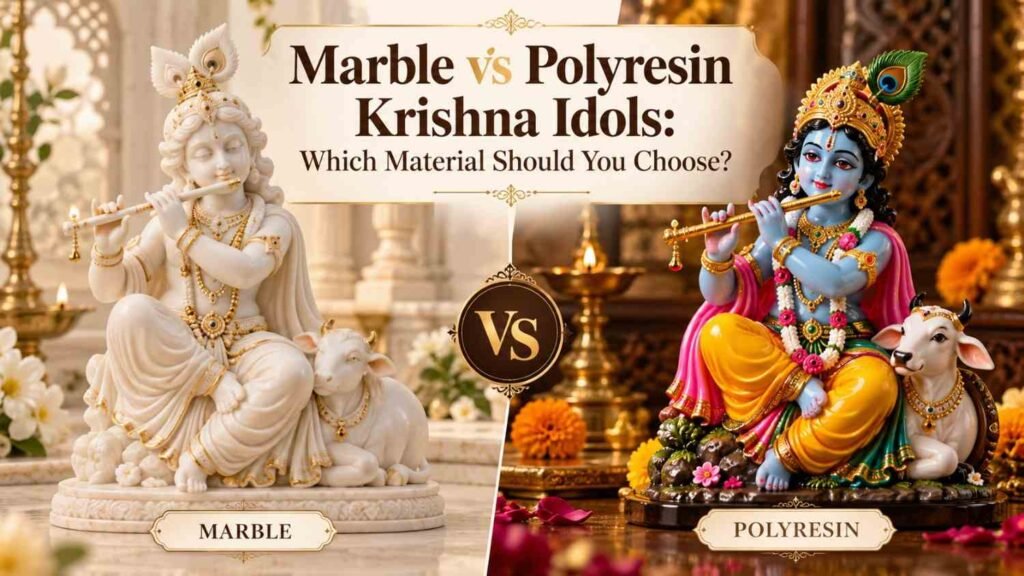 marble vs polyresin krishna idol